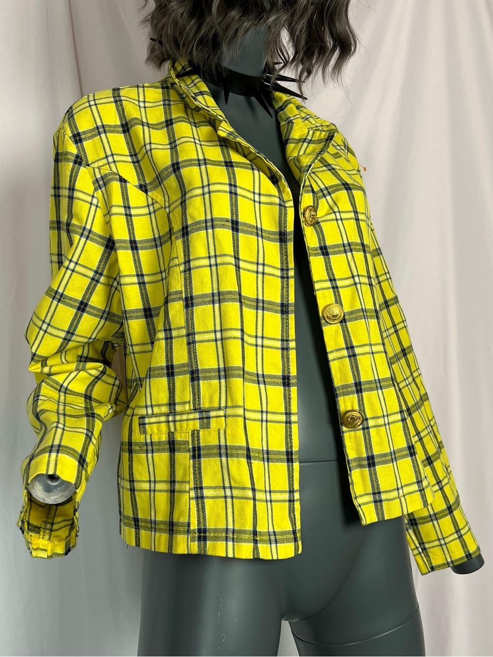 Yellow & Blue Plaid Cher Clueless Blazer Jacket